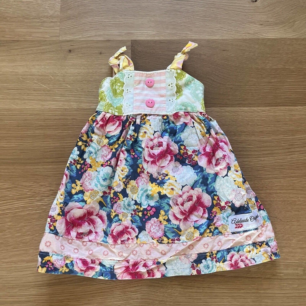 Adelaide Boutique Floral Patchwork Cotton Dress Baby Girl size 12M 18M